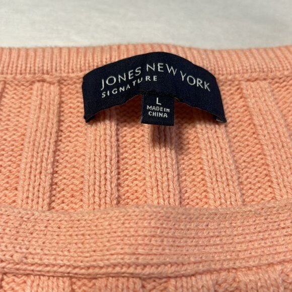 Jones New York Signature Pastel Orange Cable Knit Sweater L - Picture 2 of 4